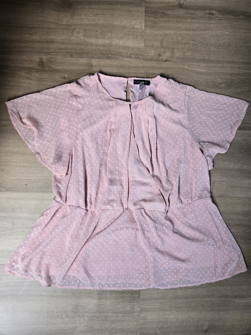Lane Bryant Light Pink Dot-Textured Peplum Blouse
